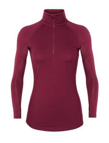 Icebreaker BodyfitZone™ Merino 200 Zone Thermal Long Sleeve Half Zip Top Női Base Layers Rózsaszín | HU 1866JPQJ